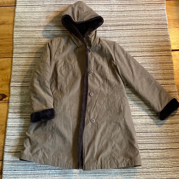 Hooded Weather Resistant Reversible Faux Fur Coat - Picture 2 of 10